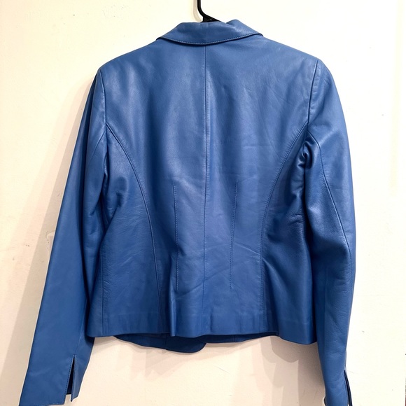 ANNE KLEIN beautiful blue genuine leather jacket - Picture 2 of 2